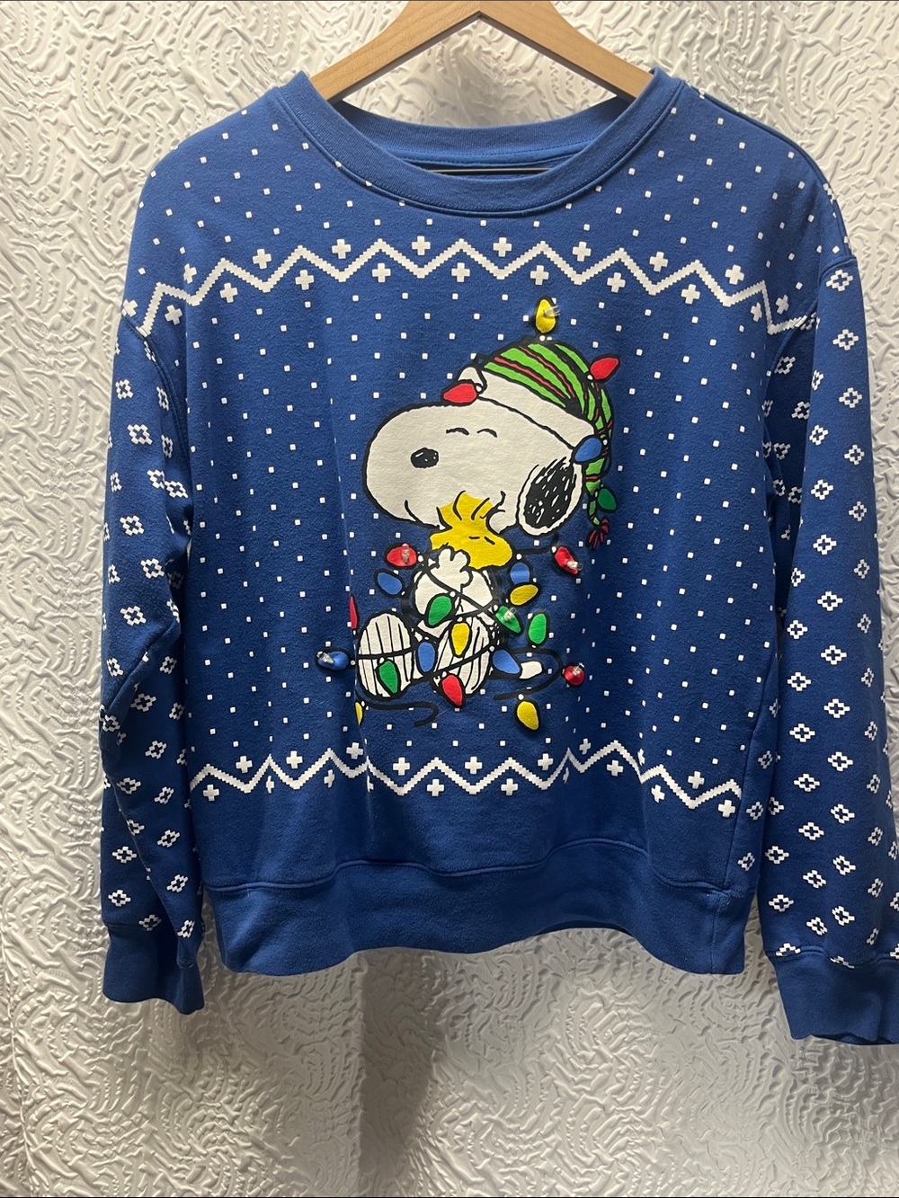 Peanuts Snoopy Ugly Christmas Sweatshirt Royal Blue - Medium